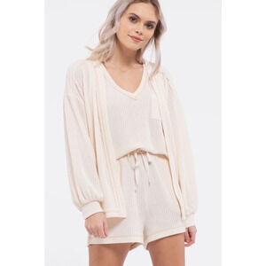 Reverse Stitched Open Front Cardigan